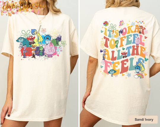 Double Sided Inside Out 2 It's Okay To Feel All The Feels Comfort Colors Shirt, Emotions Portrait T-shirt, Mental Health Awareness Tee