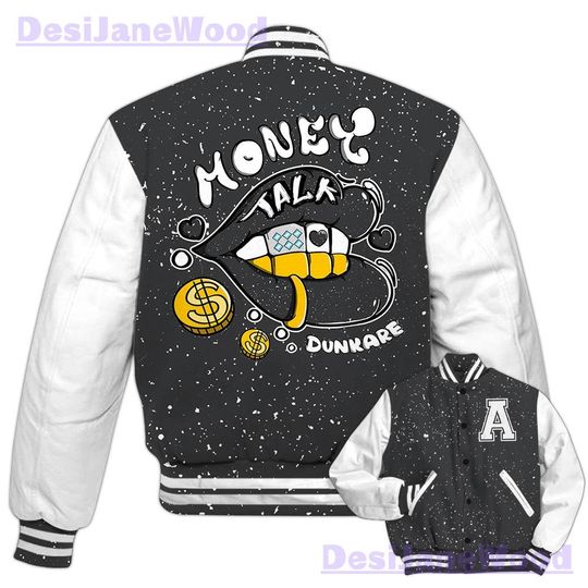 Dunkare Reverse Oreo 6s Varsity Jacket, Custom Lips Money Talk Varsity Jacket Outfit