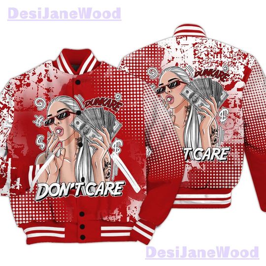 Dunkare Red Taxi 12s Varsity Jacket - IDC Unique Glitch Dot Varsity Jacket Unisex