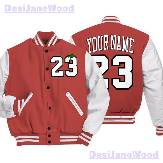 Dunkare Varsity Streetwear Custom Name Number 23 Drip, 13 Dune Red T-Shirt, Sneaker Dune Red 13s Baseball Varsity Jacket