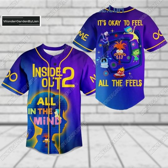Inside Out 2 Shirt, Its Okay To Feel All The Feels Baseball Jersey, Personalized Inside Out Character Jersey, Disneyland Movie T-Shirt