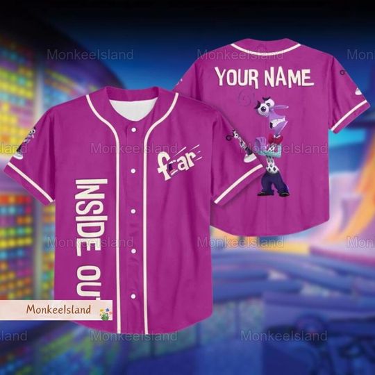 Disney Inside Out Fear Baseball Jersey, Personalized Inside Out 2 Shirt, Inside Out Emotions Jersey Team, Disney Pixar Jersey