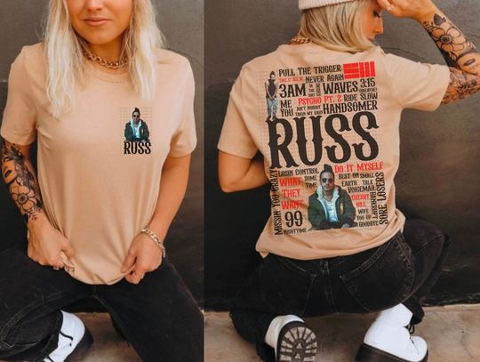 Russ Song List shirt Russ Merch, Cotton Short Sleeve Tee, Summer Casual Shirt