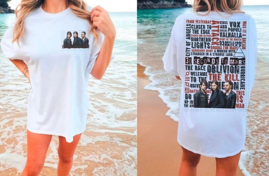 30 seconds to mars song list shirt thirty seconds to mars shirt merch, Cotton Short Sleeve Tee, Summer Casual Shirt