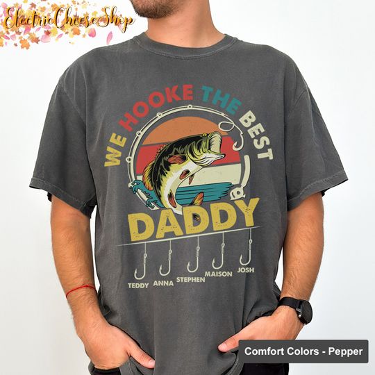 Gifts For Fisherman We Hooked The Best Daddy Personalized Shirt, Dad Portrait Shirt, Fathers Day Gifts, Dad Birthday Gifts, Gift for Husband
