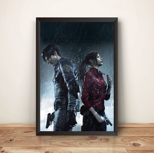 Leon Kennedy & Claire Redfield Residence Evil 2 Remake Unfamed poster, Available in 7 sizes poster, Gift for fan, Movie lover gift