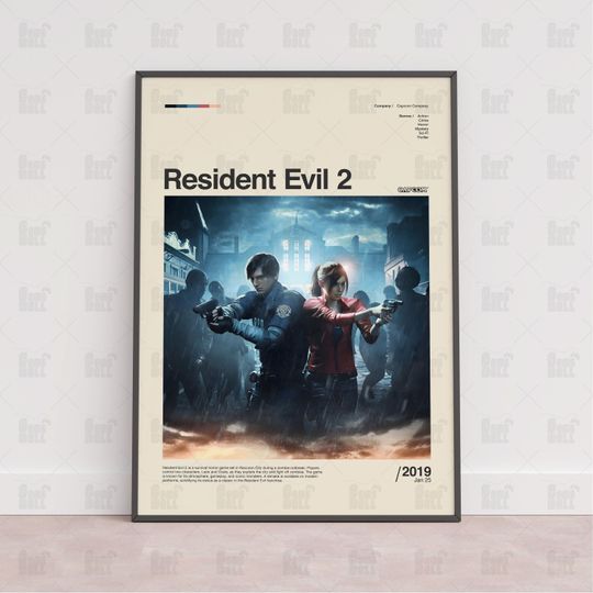Resident Evil 2 Poster, Gaming Room Poster, Gaming Wall Poster Unfamed poster, Available in 7 sizes poster, Gift for fan, Movie lover gift