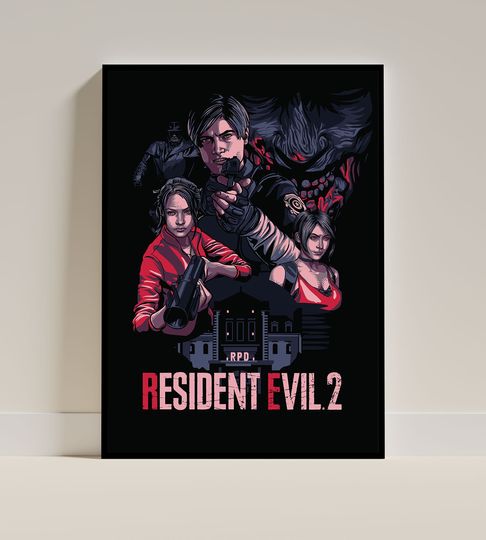 Resident Evil Canvas Print , Albert Wesker And Chris Redfield Unfamed poster, Available in 7 sizes poster, Gift for fan, Movie lover gift