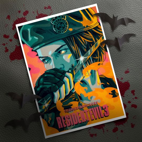 Jill Valentine, Resident Evil 3 inspired Unfamed poster, Available in 7 sizes poster, Gift for fan, Movie lover gift