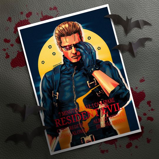 Albert Wesker, Resident Evil 5 inspired Unfamed poster, Available in 7 sizes poster, Gift for fan, Movie lover gift