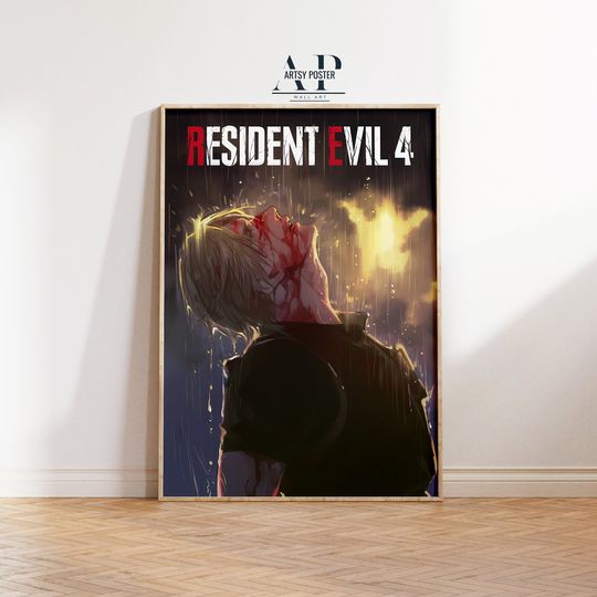 Resident Evil 4 Poster, Leon Kennedy Wall Art, Unfamed poster, Available in 7 sizes poster, Gift for fan, Movie lover gift