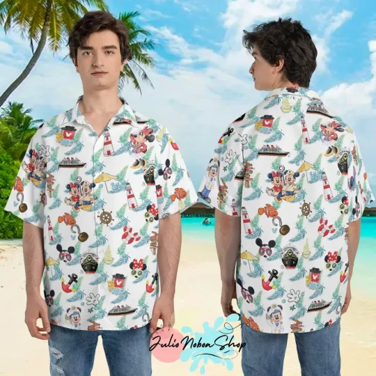 Disney Cruise Line 25th Anniversary Hawaiian Shirt, Men Short Sleeve Button Up Shirt, Mickey Minnie Hawaiian Shirt Beach Shirt.