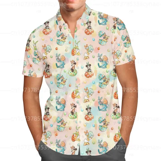 2024 Disney Mickey Snacks Hawaiian Shirt, Mickey Hawaiian Shirt, Men's Button Up Short Sleeve Fashion, Retro Short Sleeve Shirt.