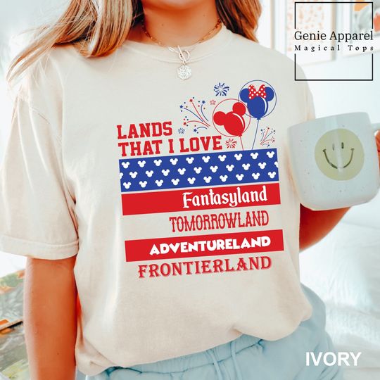 Disney Lands That I Love 4th of July Shirt, Disney 4th of July Shirt, Indepence Day Short Sleeved Shirt, Men Clothing Inspired, Disney Shirt for Men, Women and Kids