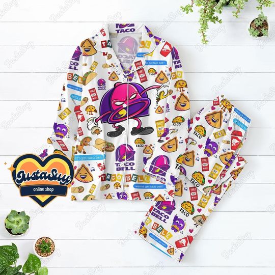 Taco Bell Pajamas Set, Taco Bell Shirt, Taco Bell Pajamas, Women Pajamas Set, Taco Bell Pants, Taco Bell Gift, Fast Food Shirt