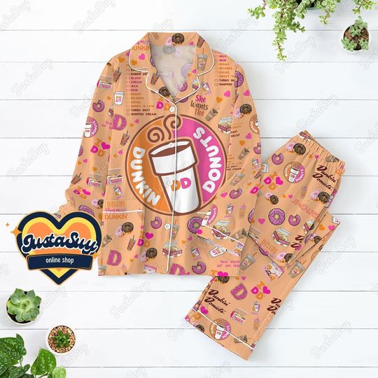 Dunkin Donuts Shirt, Dunkin Donuts Pajamas, Dunkin Donuts Pajamas Set, Dunkin Pajamas Set, Dunkin Donuts Pants, Dunkin Donuts Gift