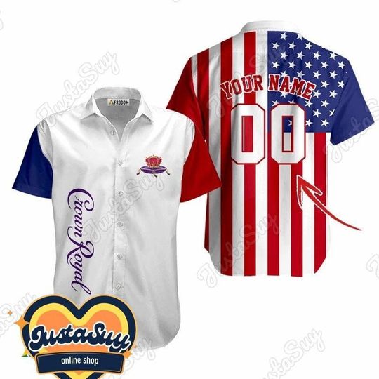 Crown Royal USA Flag Fourth Of July Button Shirt, Personalized Crown Royal Button Shirt, USA Flag Shirt, Fourth Of July Shirt