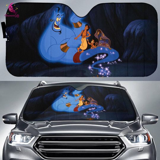 Aladdin and Genie Car Sun Shade, Aladdin 1992 Movie Car Windshield, Aladdin The Magic Lamp, Car Accessories, Magic Kingdom