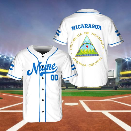 Custom Name And Number Baseball Jersey, Custom Nicaragua Baseball Jersey, Nicaragua Baseball Jersey, Nicaragua Baseball Fan Game Day Outfit