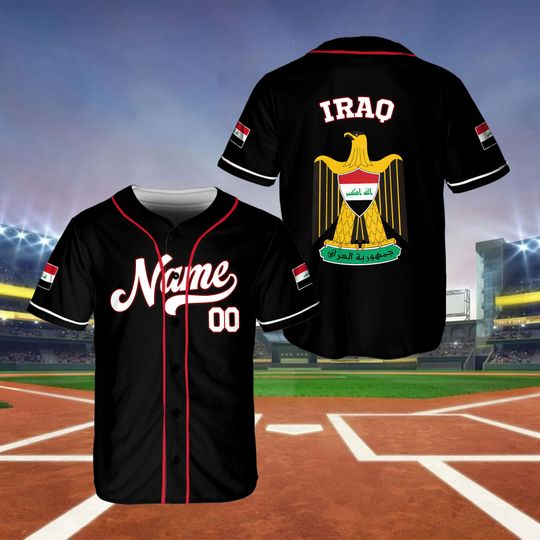 Custom Name And Number Baseball Jersey, Custom Iraq Baseball Jersey, Iraq Baseball Jersey, Iraq Baseball Fan Game Day Outfit
