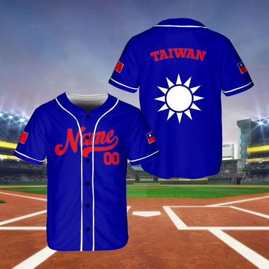 Custom Name And Number Baseball Jersey, Custom Taiwan Baseball Jersey, Taiwan Baseball Jersey, Taiwan Baseball Fan Game Day Outfit