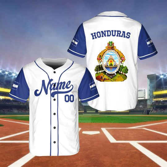 Custom Name And Number Baseball Jersey, Custom Honduras Baseball Jersey, Honduras Baseball Jersey, Honduras Baseball Fan Game Day Outfit