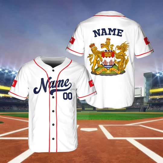 Hong Kong Baseball Fan Game Day Outfit, Custom Hong Kong Flag Shirt, Custom Name And Number Baseball Jersey, Baseball Jersey Men