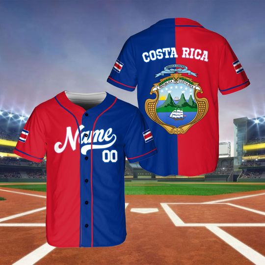 Custom Name And Number Baseball Jersey, Custom Costa Rica Baseball Jersey, Costa Rica Baseball Jersey, Costa Rica Baseball Fan Outfit