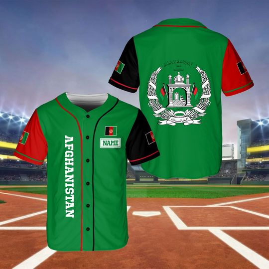 Personalized Afghanistan Baseball Jersey, Custom Afghanistan Flag Jersey, Custom Name Afghanistan Jersey, National Flag Baseball Jersey