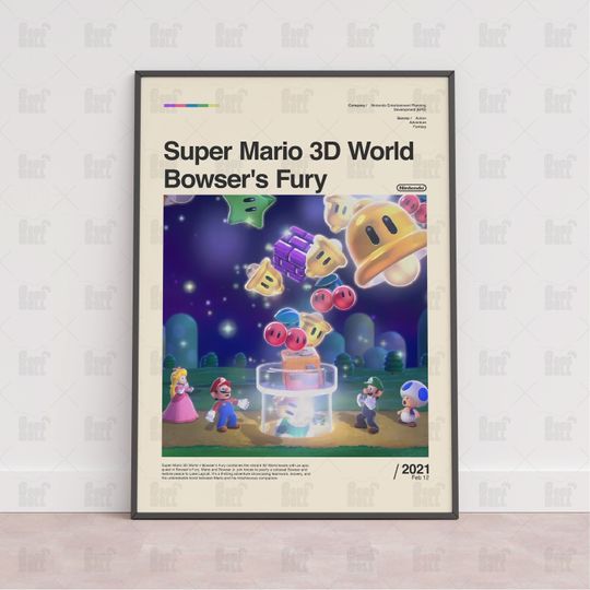 Super Mario 3D World + Bowsers Fury Poster, Gaming Room Poster, Gaming Wall Poster, Gaming Print Poster,Game Gift,Video Games Poster,Gaming