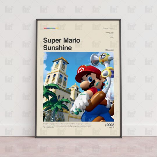 Super Mario Sunshine Poster, Gaming Room Poster, Gaming Wall Poster, Gaming Print Poster, Game Gift, Video Games Poster, Gaming Wall Art