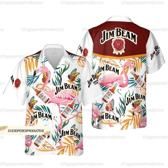Jim Beam Hawaii Shirt, Jim Beam Hawaiian Shirt, Jim Beam Summer Shirt, Flamingo Vacation Shirt, Whiskey Shirt For Men, Gift For Him