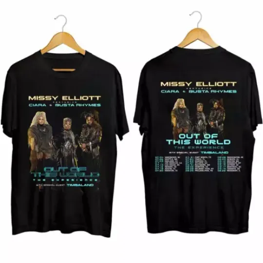 Missy Elliott - Out of This World 2024 Tour Double Sided Shirt, Music Tour Shirt, Music Merch for Fans, Gift for Fans, Music Short Sleeved Shirt
