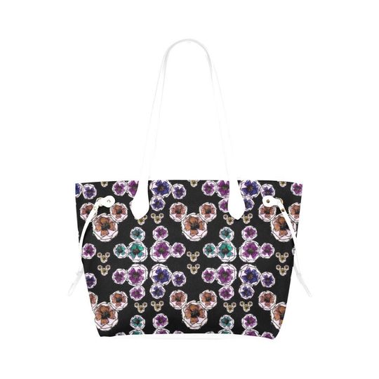 Mickey Mouse Flower Leather Tote Bag | Mickey Mouse Flowers | Mickey Mouse Bag | Mickey Mouse Tote Bag | Disney Bag | Disneyland Tote