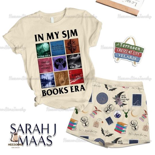 Sarah J Maas Pajamas Set, Sarah J Maas Shirt, Throne Of Glass Shorts, Acotar Velaris Shirt, Sjm Merch Workout Short, The Night Cour Tee