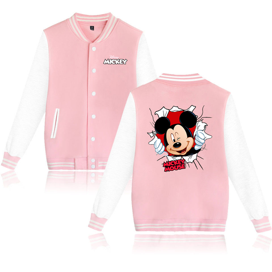 Mickey Minnie Mouse Varsity Baseball Jacket, Men Women Hip Hop Harajuku Jackets, Kids Boys Girls Single Coats