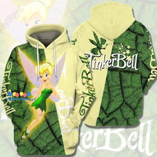 Tinker Bell Hoodie, Disney Princess 3D Hoodie, Tinker Bell Shirt, Tinker Bell Sweatshirt, Disney Aesthetic Hoodie, Gift For Kid