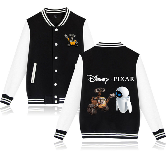 Disney Wall-E Robot Varsity Baseball  Jacket, Men Women Hip Hop Harajuku Jackets, Kids Boys Girls Single Coats
