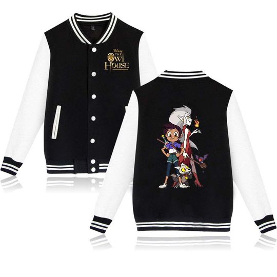 Disney The Owl House Varsity Baseball Jacket, Men Women Hip Hop Harajuku Jackets, Kids Boys Girls Single Coats