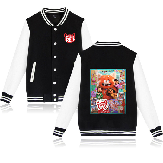 Disney Turning Red Varsity Baseball Jacket, Men Women Hip Hop Harajuku Jackets, Kids Boys Girls Single Coats