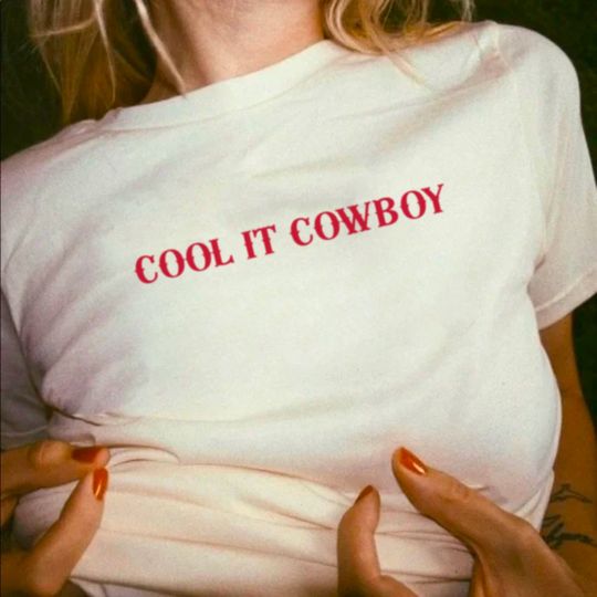 Cool it cowboy BShort Sleeve Baby Tee, Trending Street Fashion, Concert Outfit