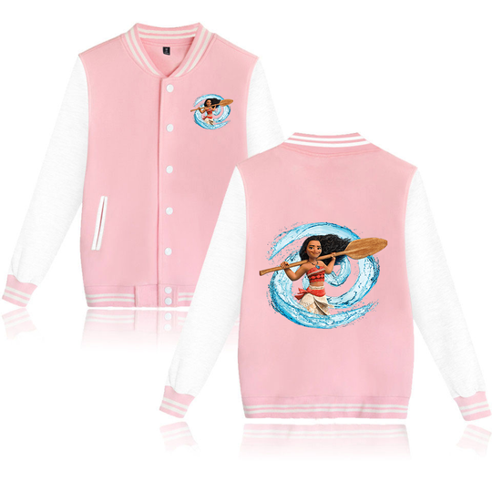 Disney Moana Varsity Baseball Jacket, Men Women Hip Hop Harajuku Jackets, Kids Boys Girls Single Coats