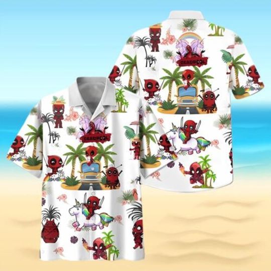 Deadpool Summer Vacation Aloha Trending 3D Printed Hawaiian Shirt, Beach Vacation Shirt, Pool Outfit, GIft For Him Her
