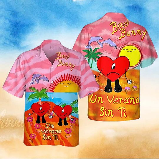 Bad Bunny Hawaiian Shirt, Beach Vacation Shirt, Pool Outfit, GIft For Him Her
