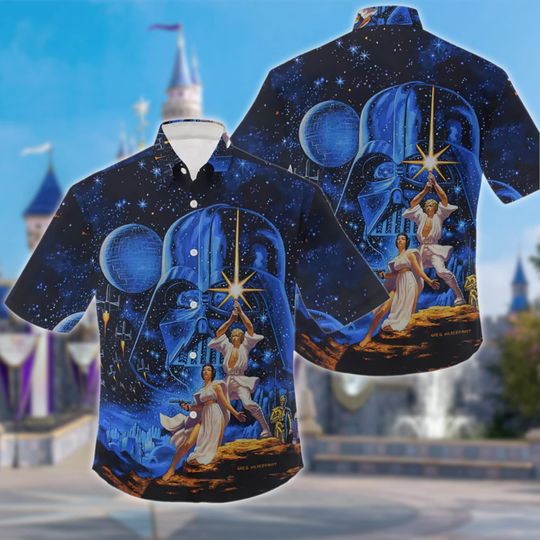 May The Force Be With You Collared button down short sleeve art hawaiian shirt for unisex, Trending Casual Fashion