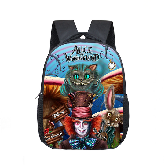 Disney Alice In Wonderland Kindergarten Backpack, Children School Bag, Toddler Bag for Kids Girls School Bookbags Gift