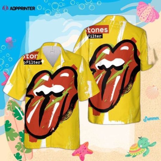 The Rolling Stones No Filter 3D Hawaiian Shirt, Beach Vacation Shirt, Pool Outfit, Aloha Outfit For Men Women