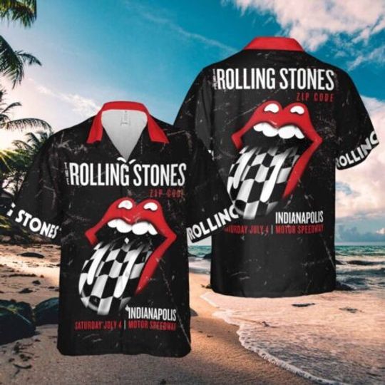 Rolling Stones Zip Code Indianapolis Speedway Hawaiian Shirt, Beach Vacation Shirt, Pool Outfit, GIft For Him Her