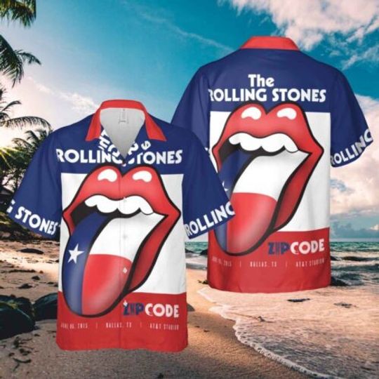 Rolling Stones Zip Code Dallas Texas Hawaiian Shirt, Beach Vacation Shirt, Pool Outfit, GIft For Him Her