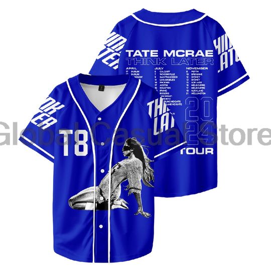 Tate McRae Think Later World Tour Jersey, Baseball Jacket Shirts, Short Sleeve Tee Men Women Streetwear Fashion Clothes